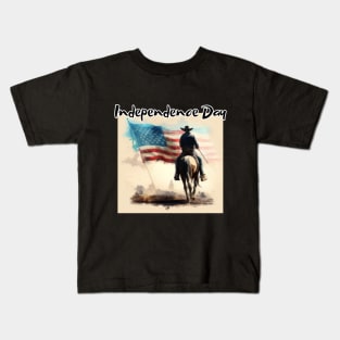 Independece day, cowboy, american flag Kids T-Shirt